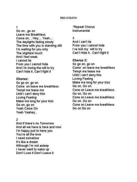 breathless lyrics english